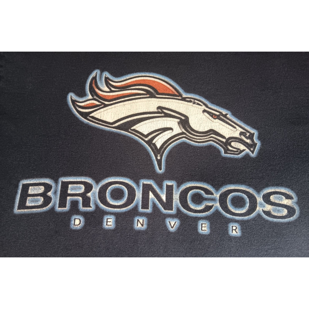 Vintage 90s Denver Broncos Men's Large NFL T-shirt Navy Blue Cotton Tee Dynasty - Picture 3 of 8